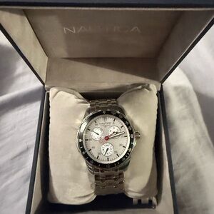 Nautica Silver Chronograph Watch with White Dial